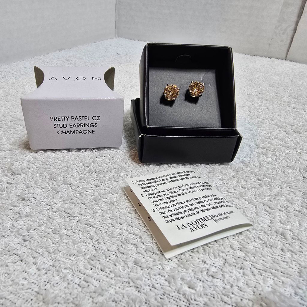 Women's Avon Pretty Pastel CZ Stud Earrings One Size Champagne